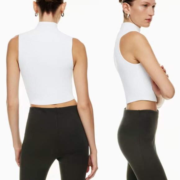 BABATON By Aritzia Sculpt Knit Mockneck Tank Size XS Ribbed Knit Crop White $68 - Picture 2 of 16